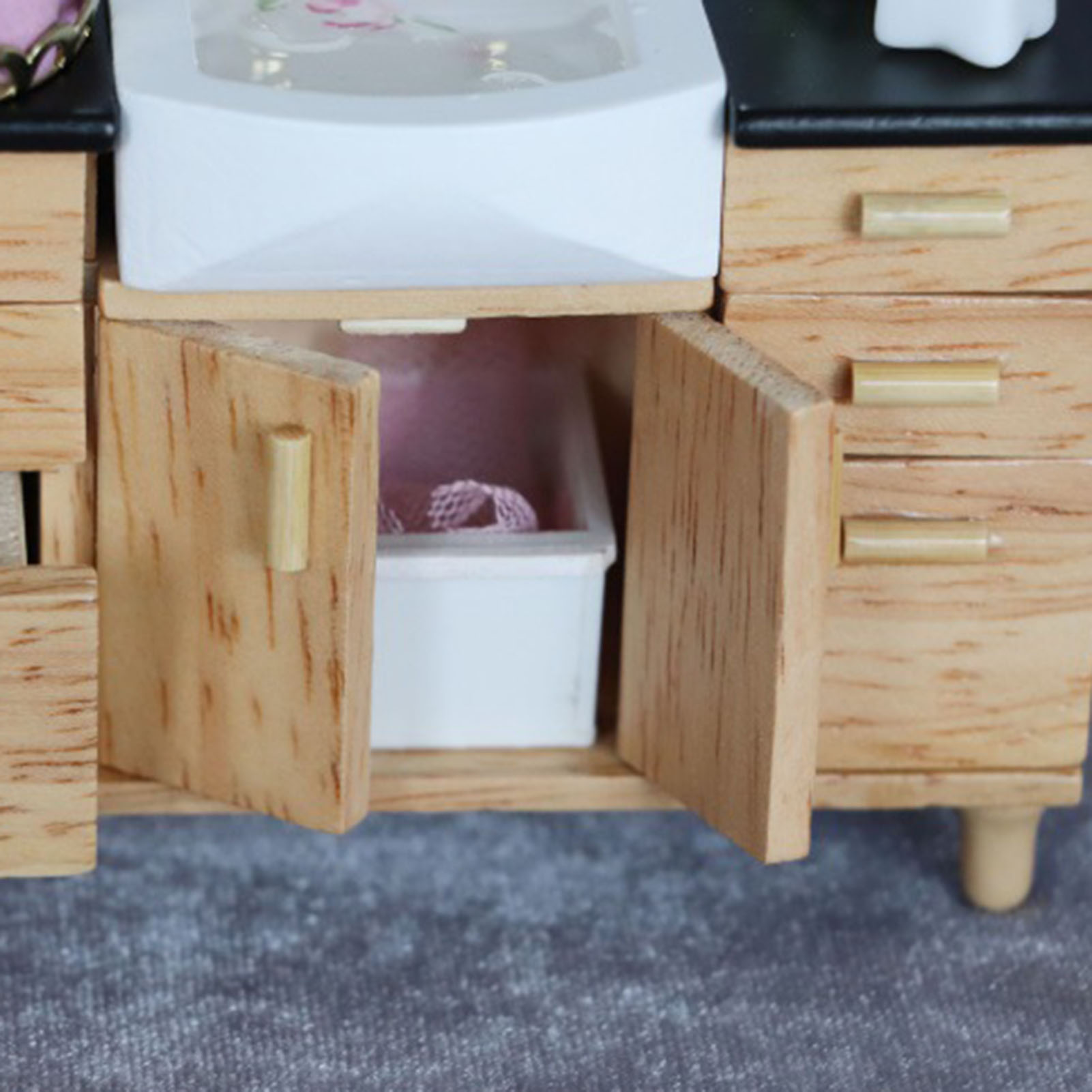 Simulation Washbasin with Hand Sink Furniture Toys Wooden